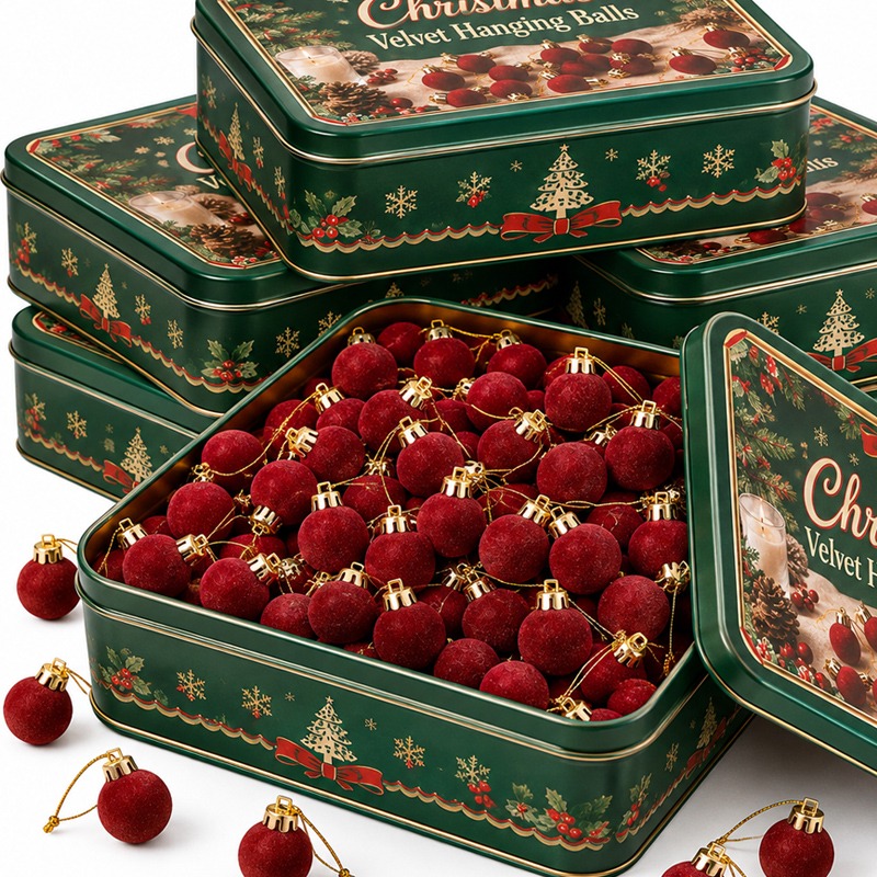 Home Decor Indonesia - Bola Natal Beludru Merah Anggur 2