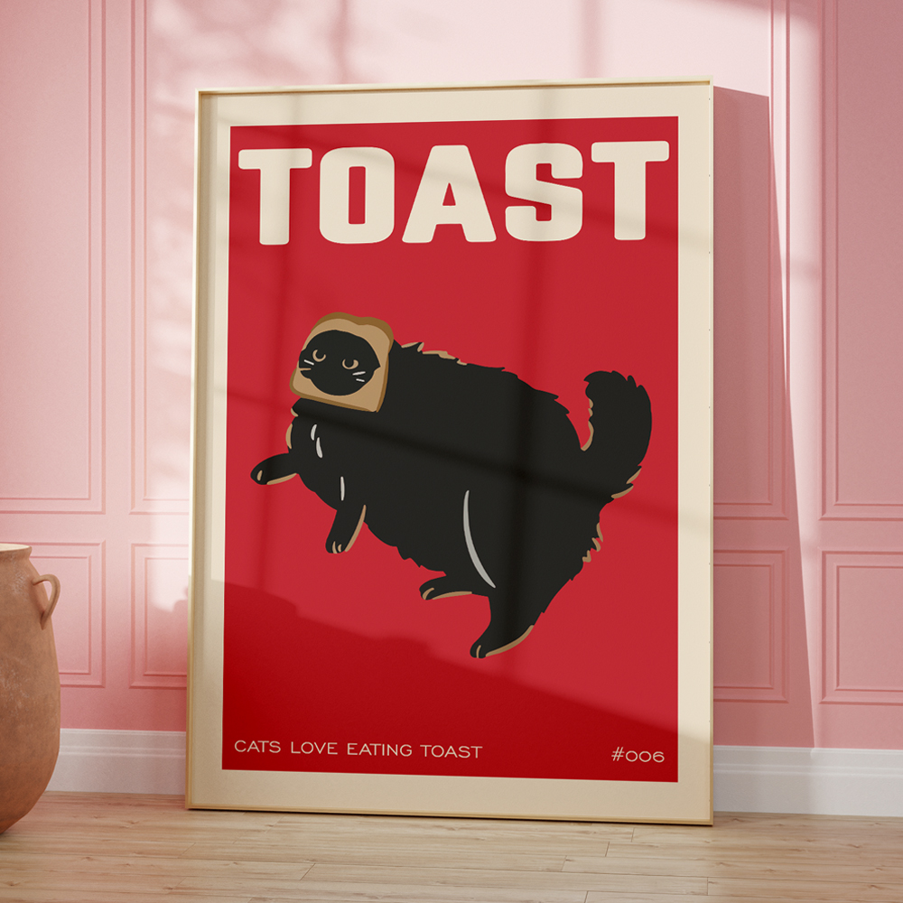Home Decor Y2K - Black Cat Breakfast Toast hadiah kekasih