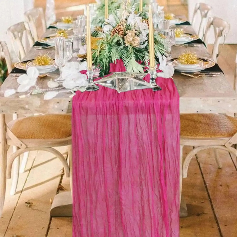 Linen Table Runner - 1 Buah Taplak Meja Lipit Gaya