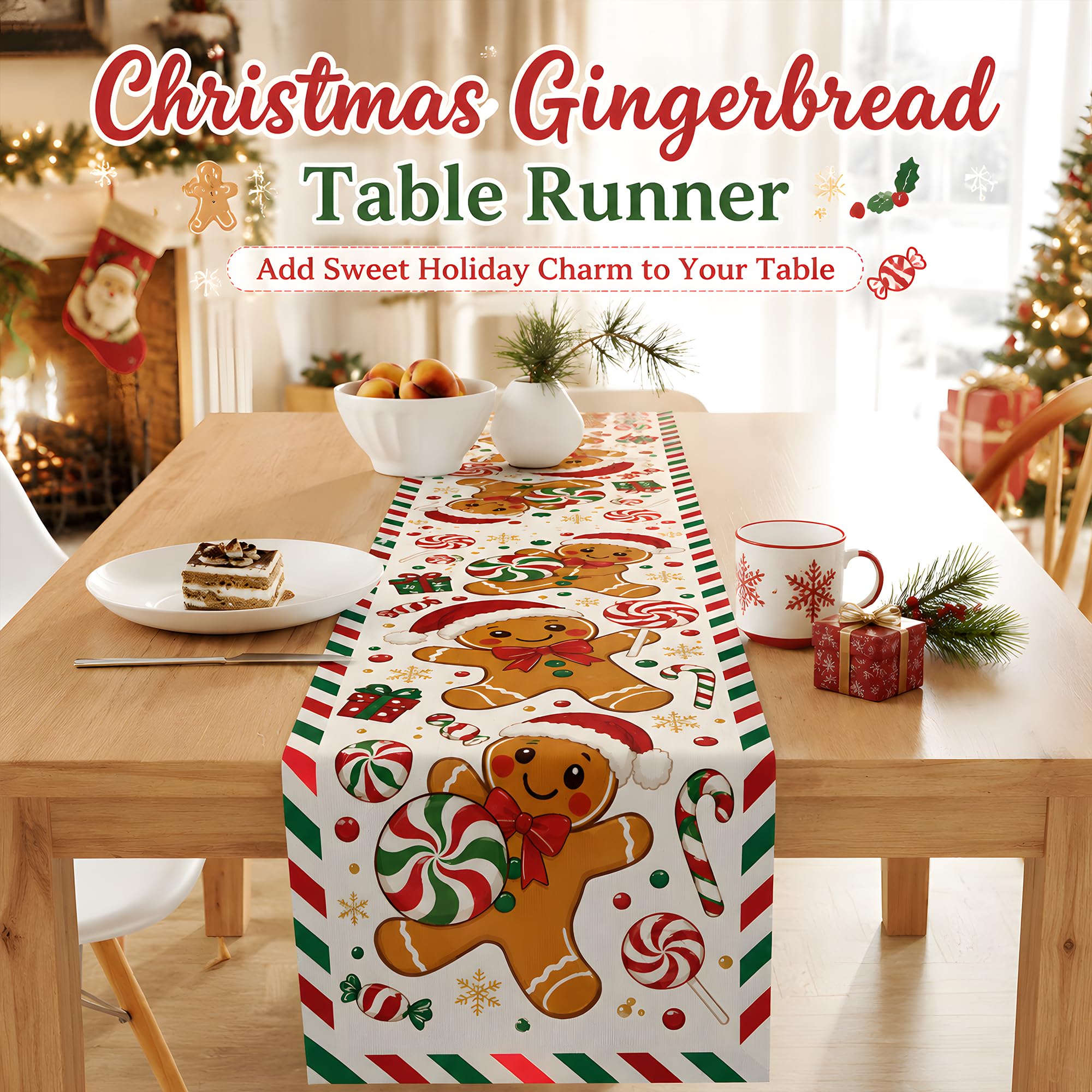 Linen Table Runner - Taplak Meja Bertema Manusia Roti Jahe