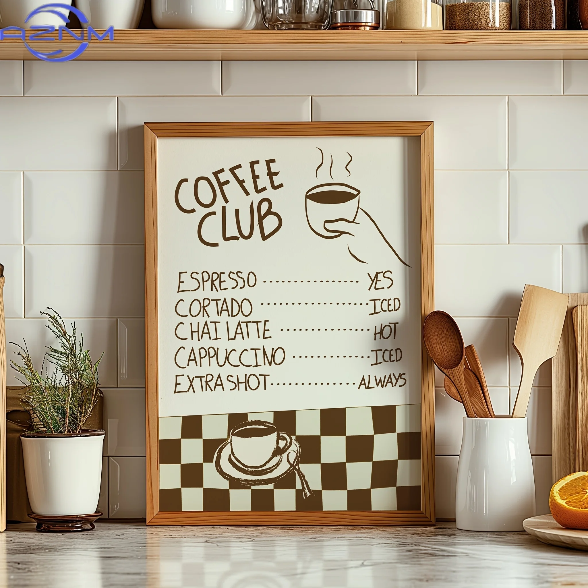 Home Decor Y2K - Lukisan Cetak Kopi Seni Teks Hewan