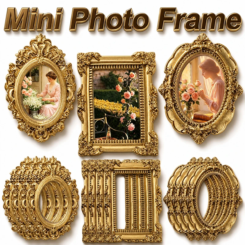 Bamboo Photo Frame - 10/5pcs Bingkai Foto Mini Resin Vintage