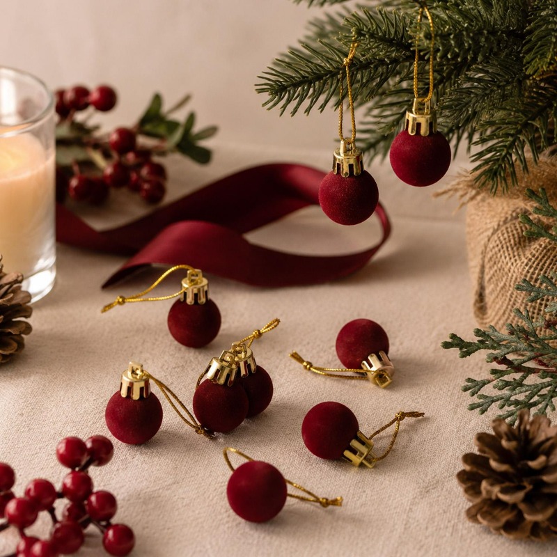 Bola Natal Beludru Merah Anggu - Home Decor Indonesia ulasan dan harga