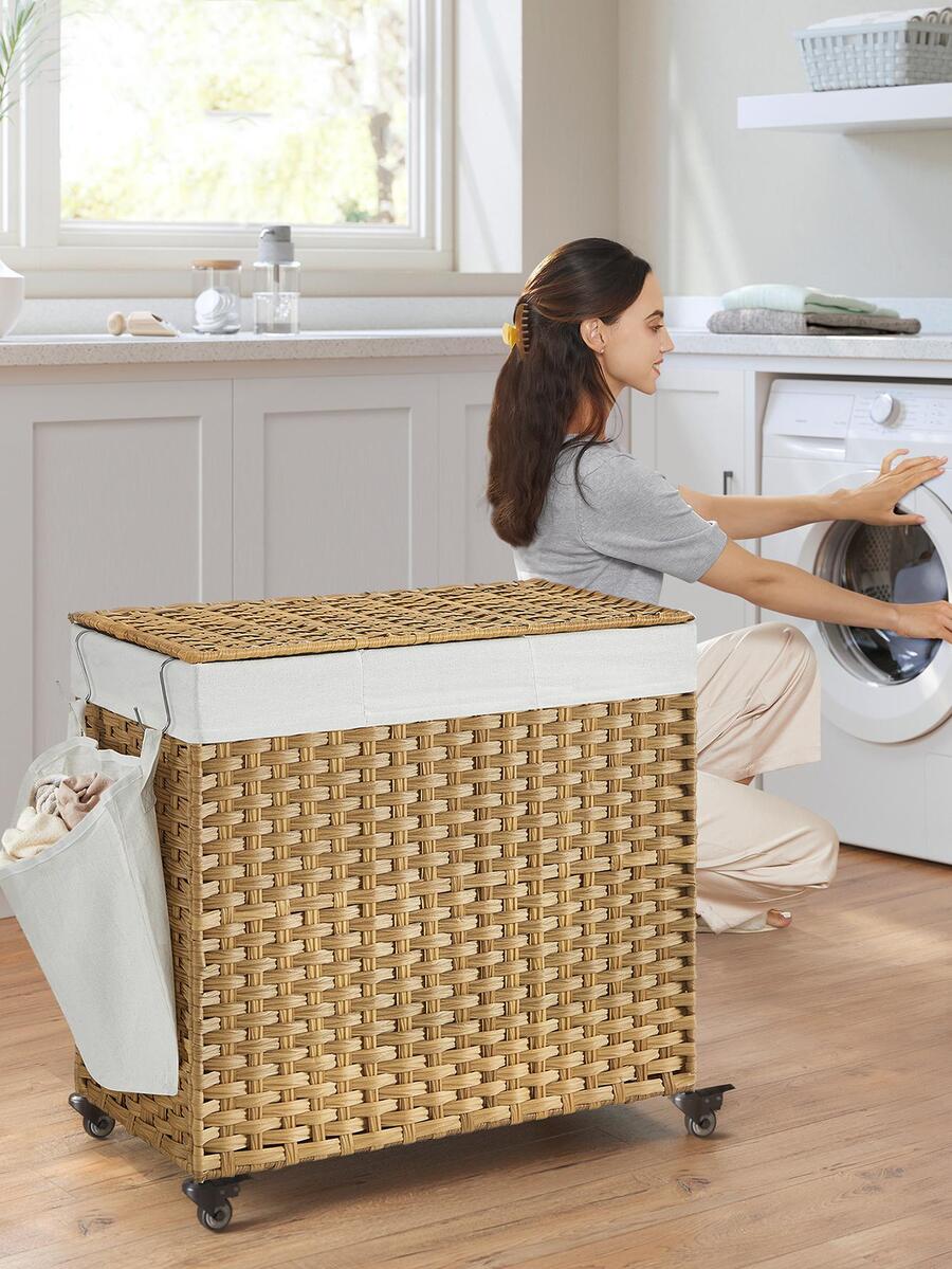 Keranjang Cucian dengan Tutup, - Rattan Plant Basket ulasan dan harga