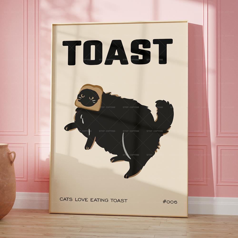 Black Cat Breakfast Toast hadi - Home Decor Y2K ulasan dan harga