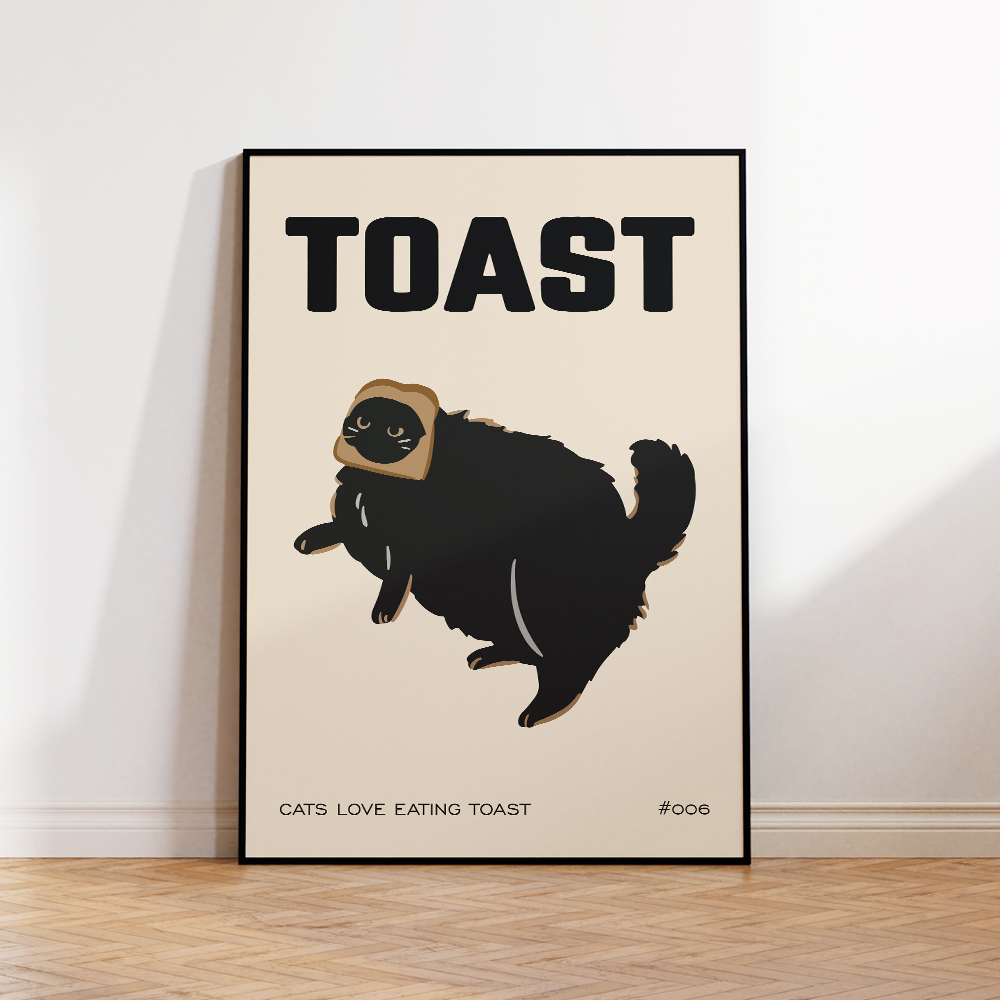 Black Cat Breakfast Toast hadi - Home Decor Y2K ulasan dan harga