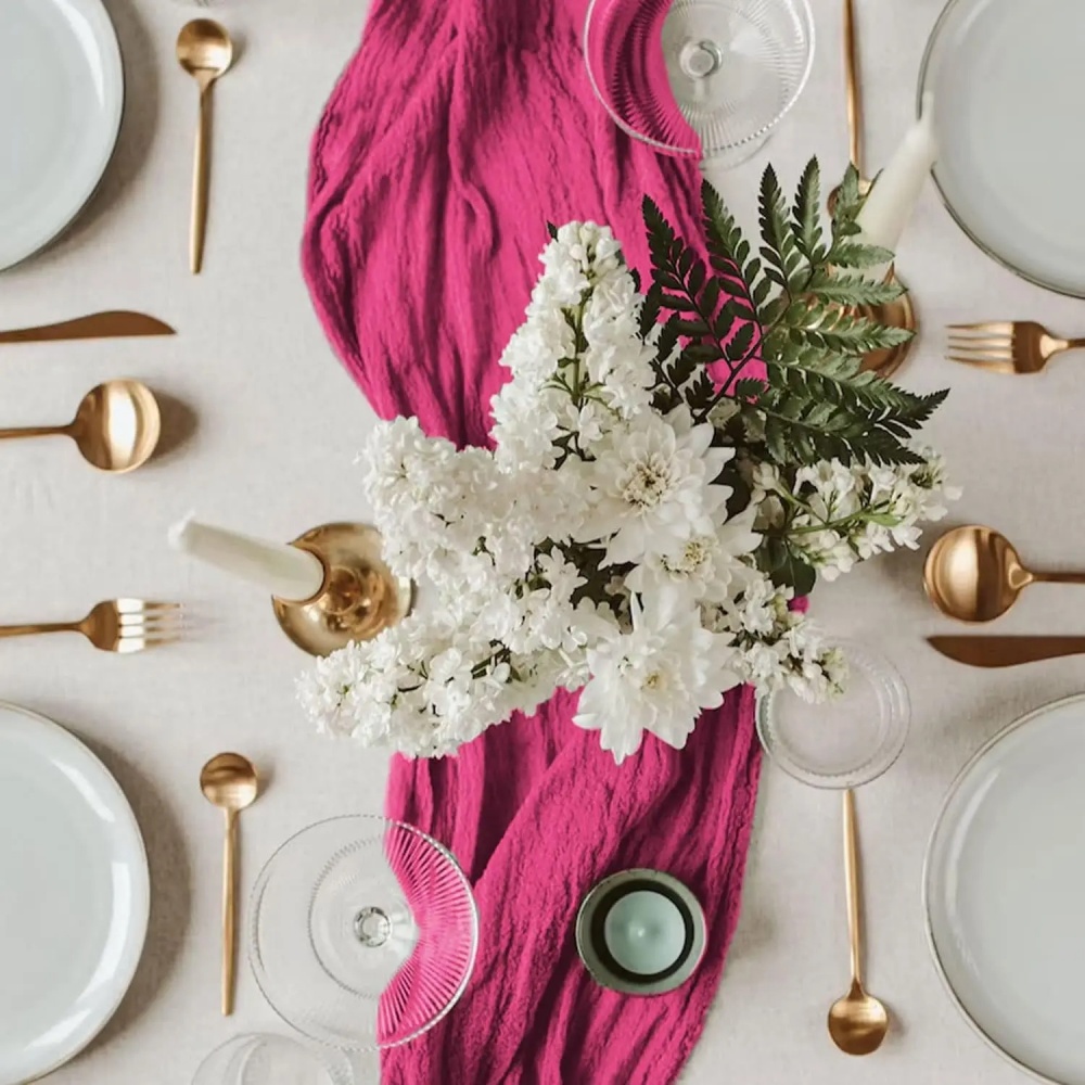 1 Buah Taplak Meja Lipit Gaya  - Linen Table Runner ulasan dan harga