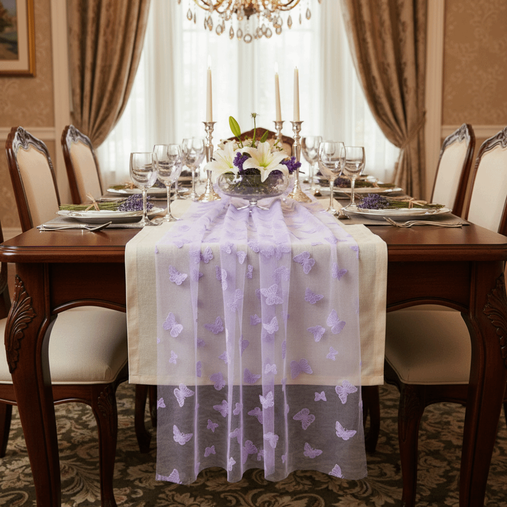 Taplak Meja Jala Kupu-kupu Rom - Linen Table Runner ulasan dan harga