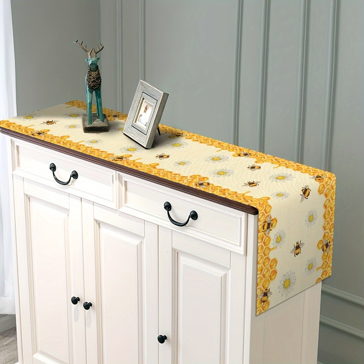 Taplak meja bunga aster Linen, - Linen Table Runner ulasan dan harga
