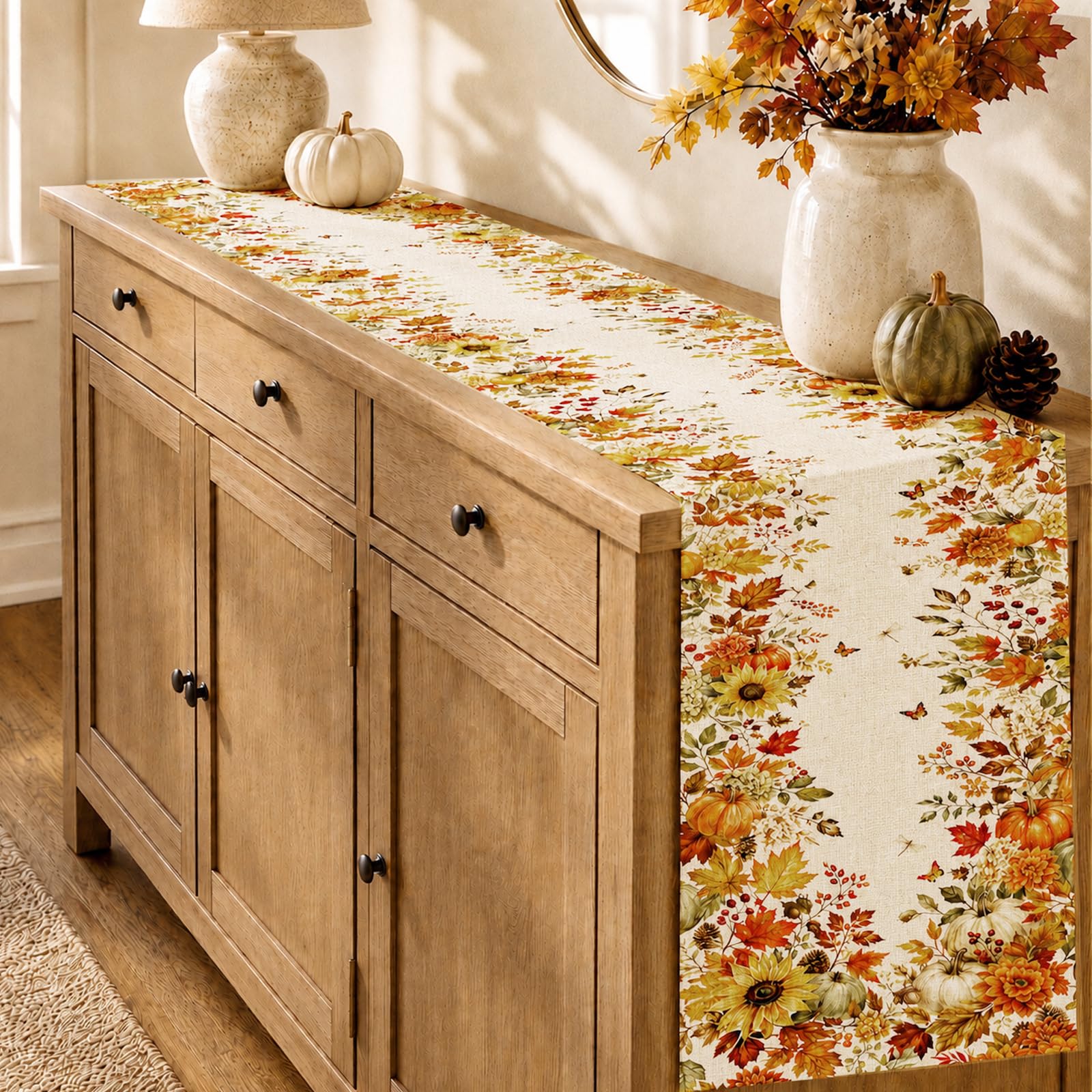 Taplak Meja Motif Bunga Mataha - Linen Table Runner ulasan dan harga